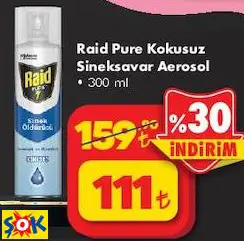 RAİD PURE KOKUSUZ SİNEKSAVAR AEROSOL 300 ML RAİD PURE KOKUSUZ SİNEKSAVAR AEROSOL 300 ML